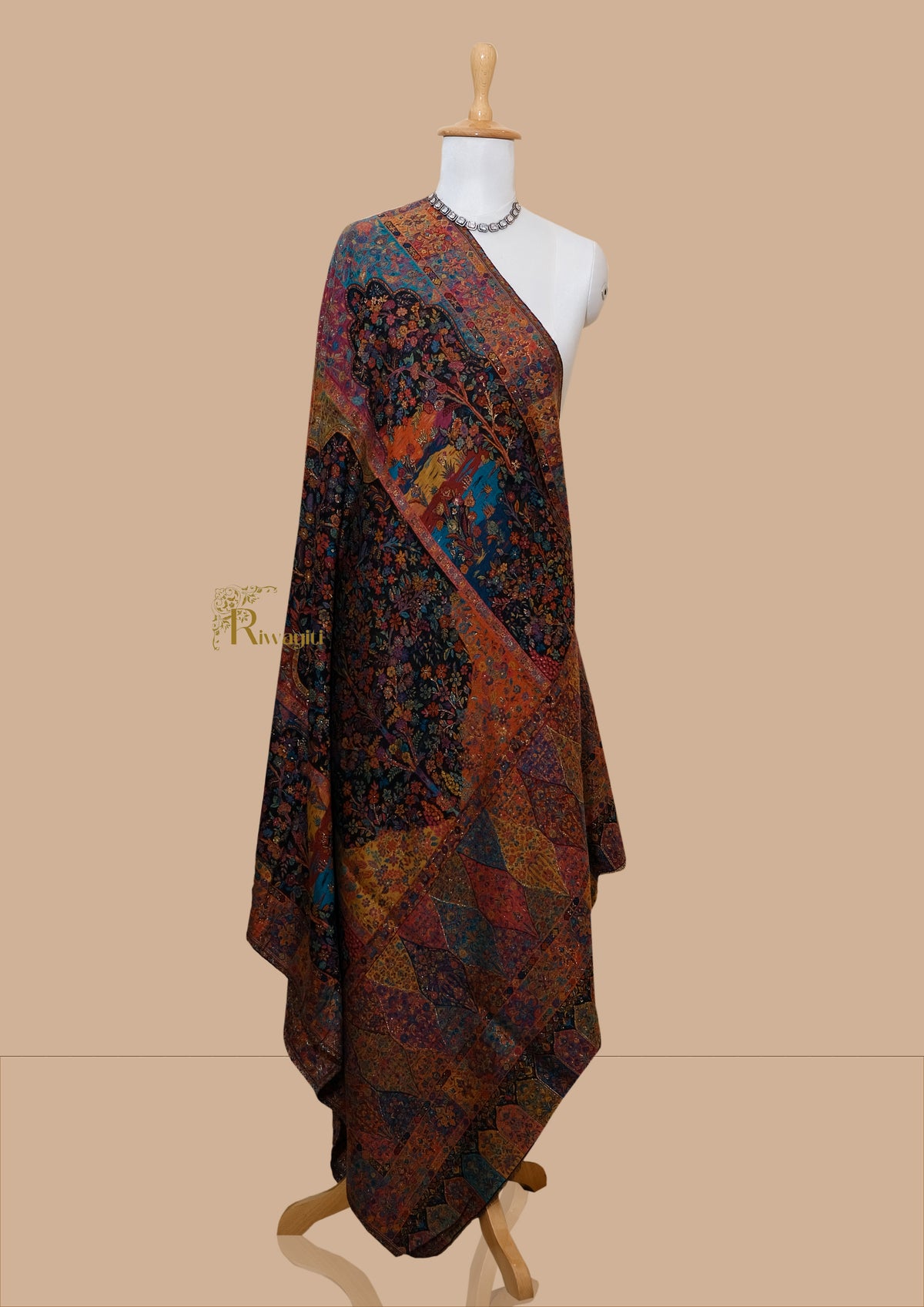 Riwayiti Women Kalamkaari Shawl, Fine Wool