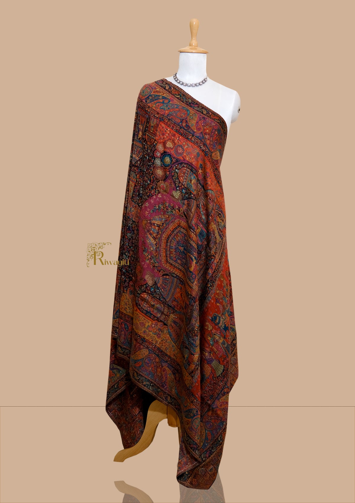 Riwayiti Women Kalamkaari Shawl, Fine Wool