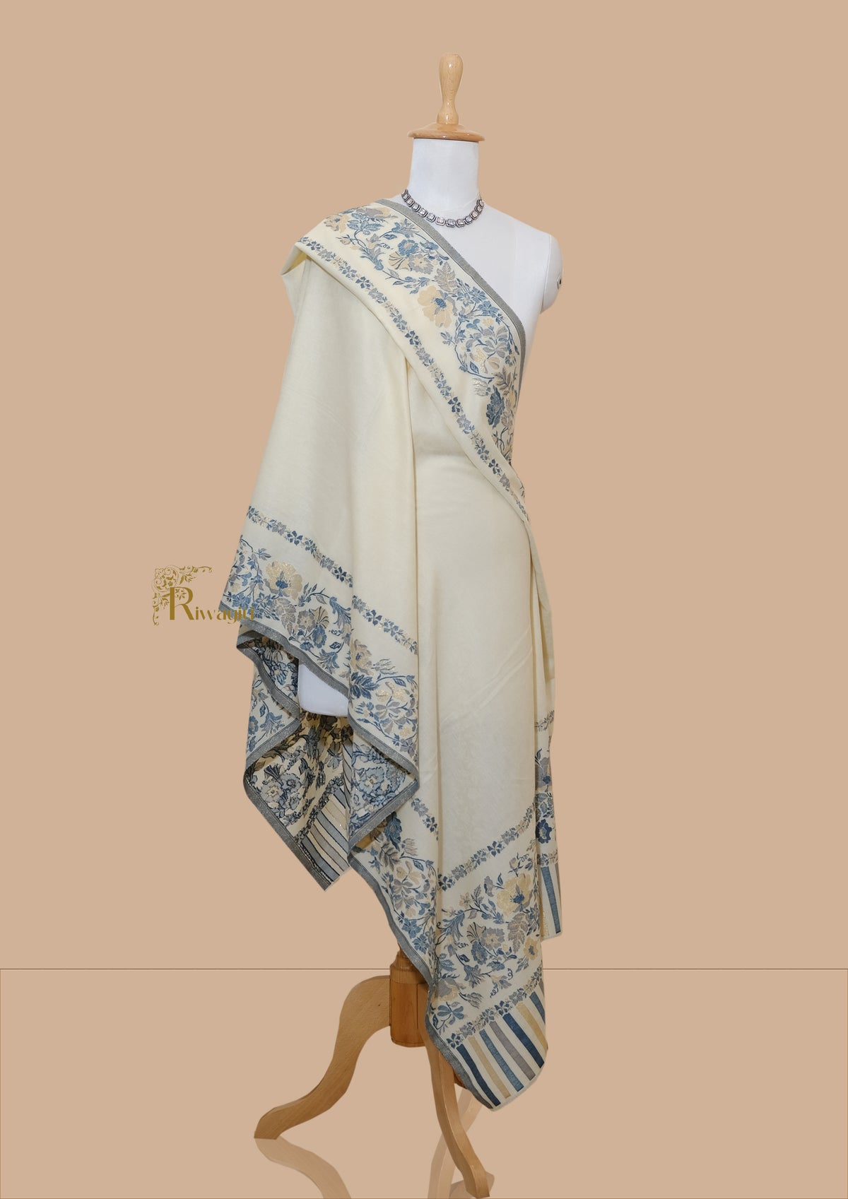 Riwayiti Women Shawl, Fine Wool, With Zari Border